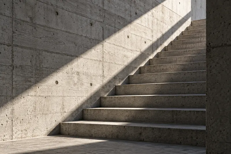 Betonlépcső oldalfényben